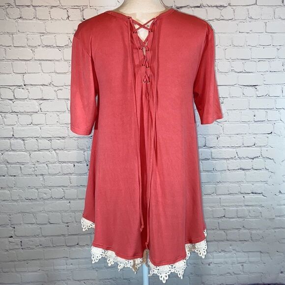 Umgee Salmon Embroidered Hem Tunic - Picture 6 of 9